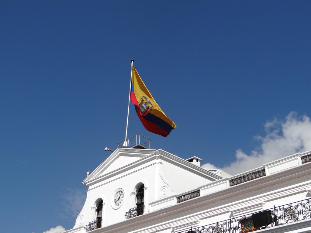 Detalle de la fachada del Palacio de Carondelet, en Quito, Ecuador