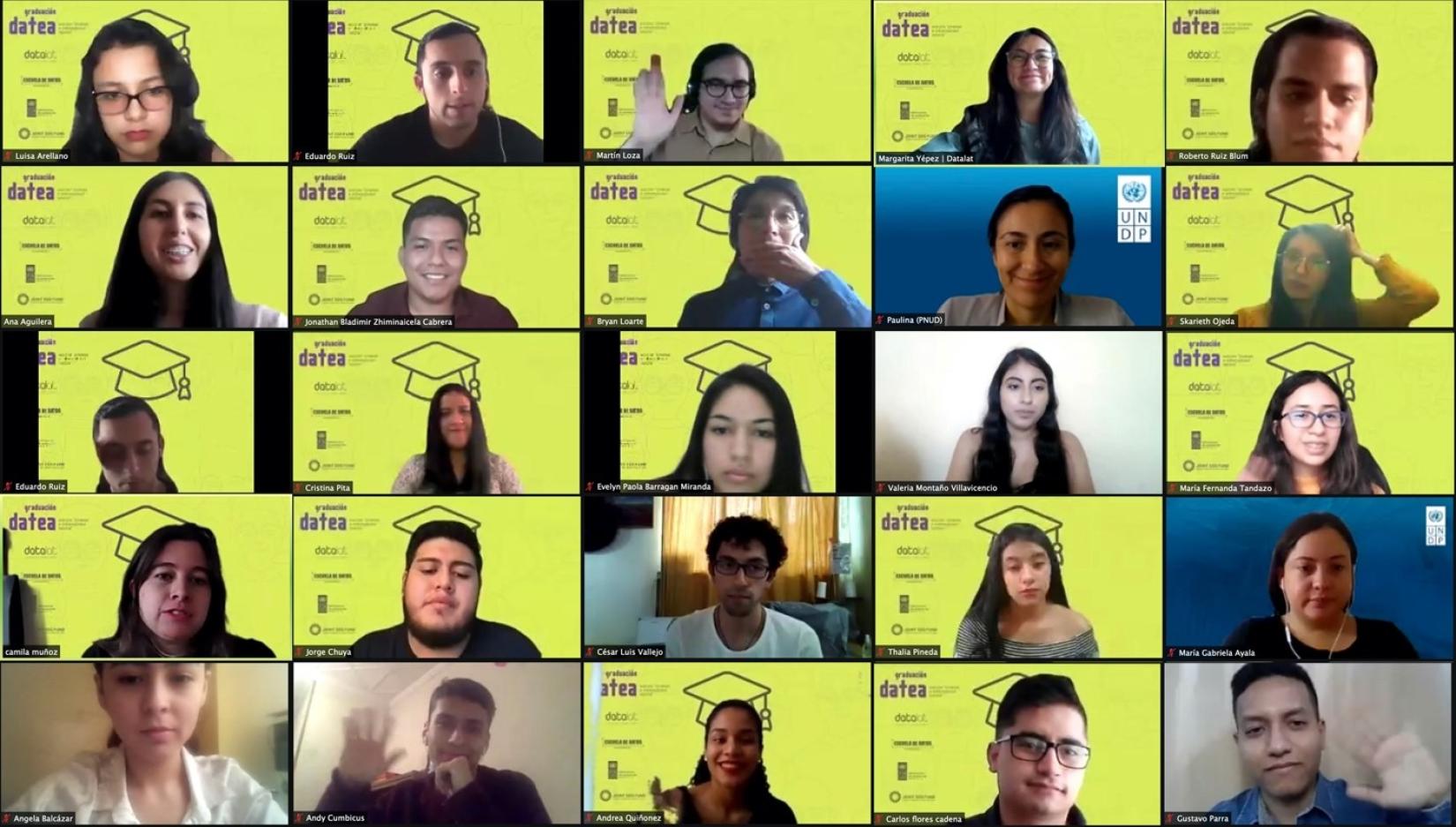 Imagen de reunión virtual para lanzamiento Escuela de Datos - J-SDGF