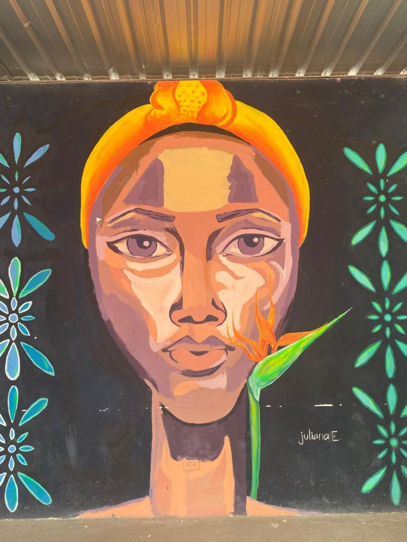 Detalle de mural en Casa de Integración Comunitaria de Esmeraldas