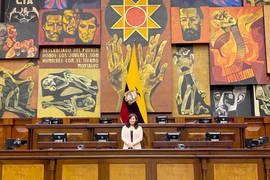 Imagen de Lena Savelli en el plenario de la Asamblea Nacional de Ecuador
