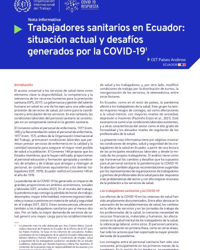 Portada del documento "Trabajadores sanitarios en Ecuador: situación actual y desafíos generados por la COVID-19