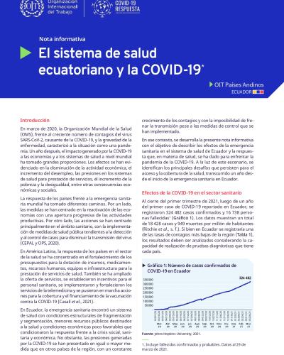 Portada del documento "El sistema de salud ecuatoriano y la COVID-19"